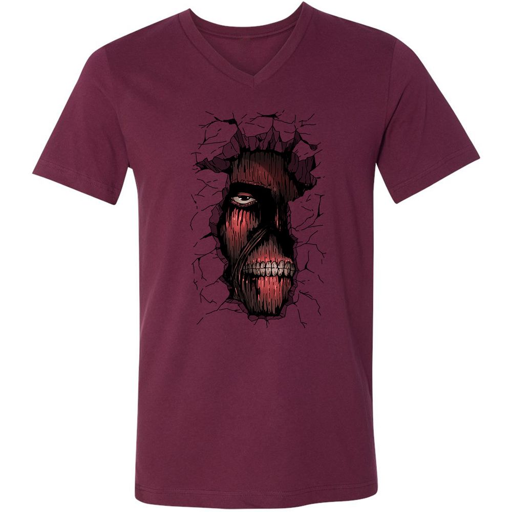 Unisex V-Neck T-Shirt - CLLJUNBF - Maroon - 6