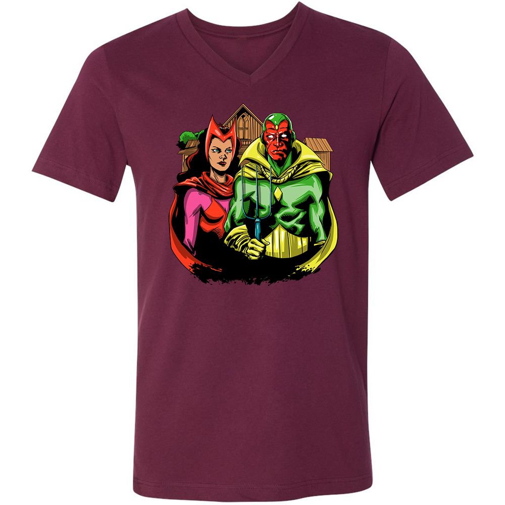 Unisex V-Neck T-Shirt - 5U655XYT - Maroon - 6