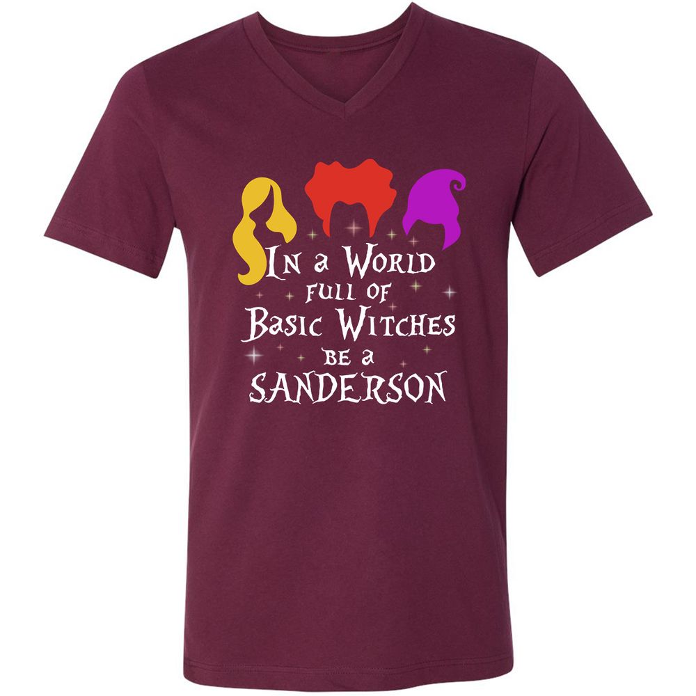 Unisex V-Neck T-Shirt - HUSEQHXB - Maroon - 6