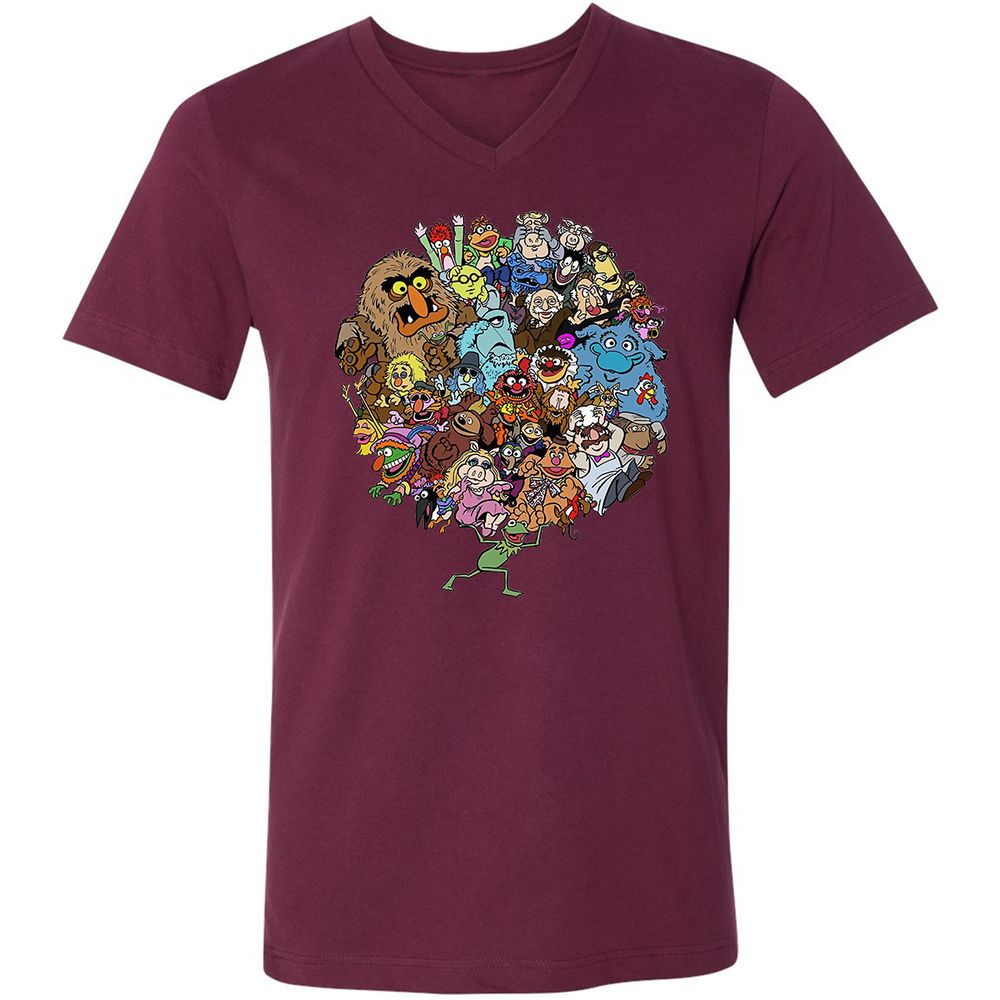Unisex V-Neck T-Shirt - U7UZCHYK - Maroon - 6
