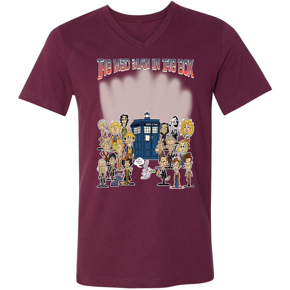 Unisex V-Neck T-Shirt - 5NBXEQFG - Maroon - 6