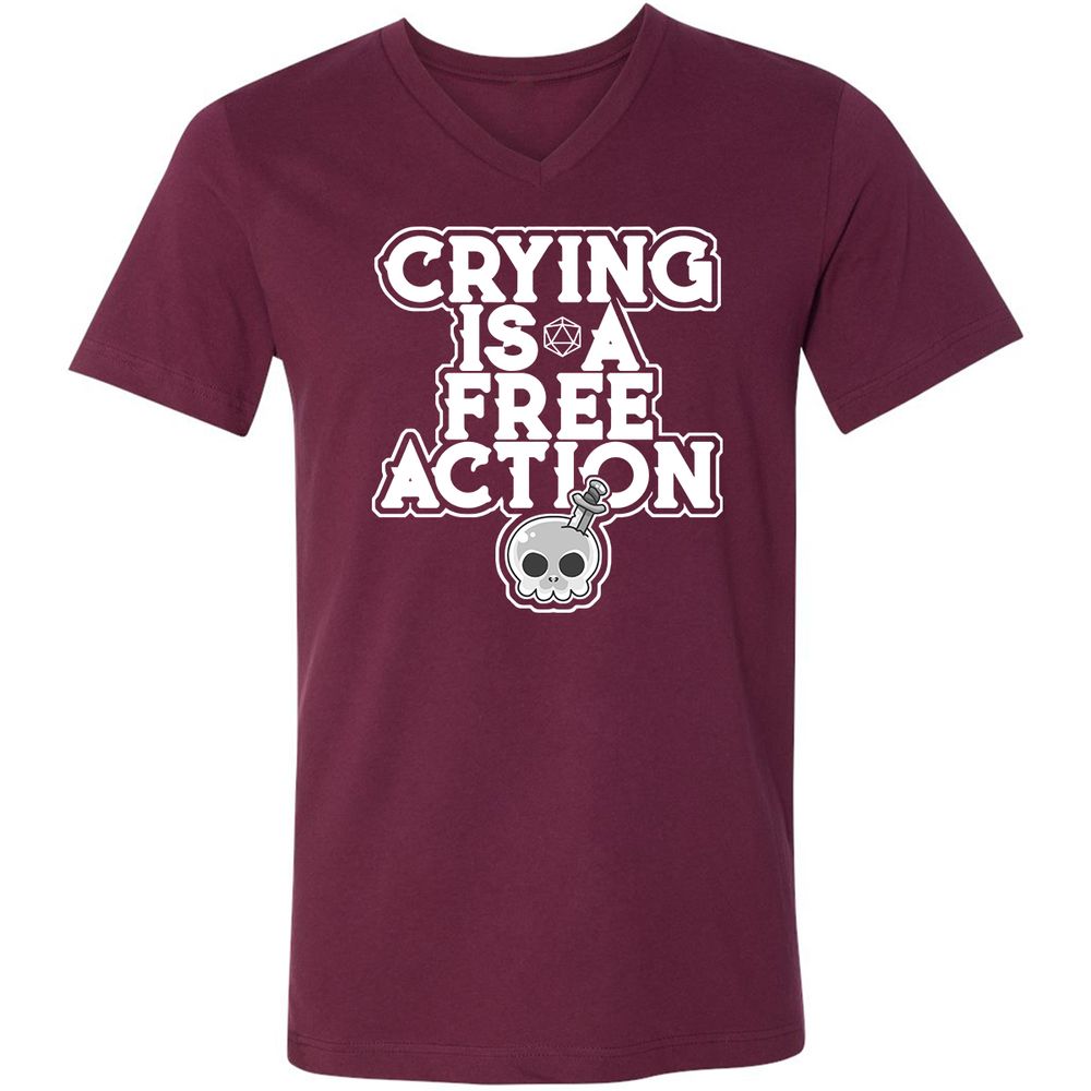 Unisex V-Neck T-Shirt - FFJMUMLK - Maroon - 6