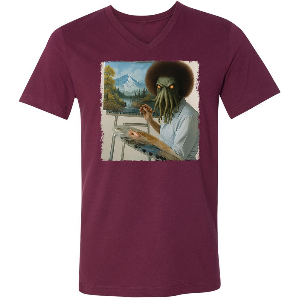 Unisex V-Neck T-Shirt - YK3GSC6U - Maroon - 6