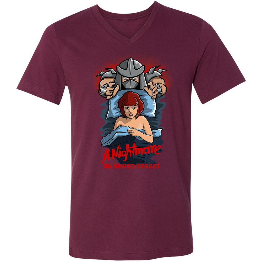 Unisex V-Neck T-Shirt - QJRTN22J - Maroon - 6