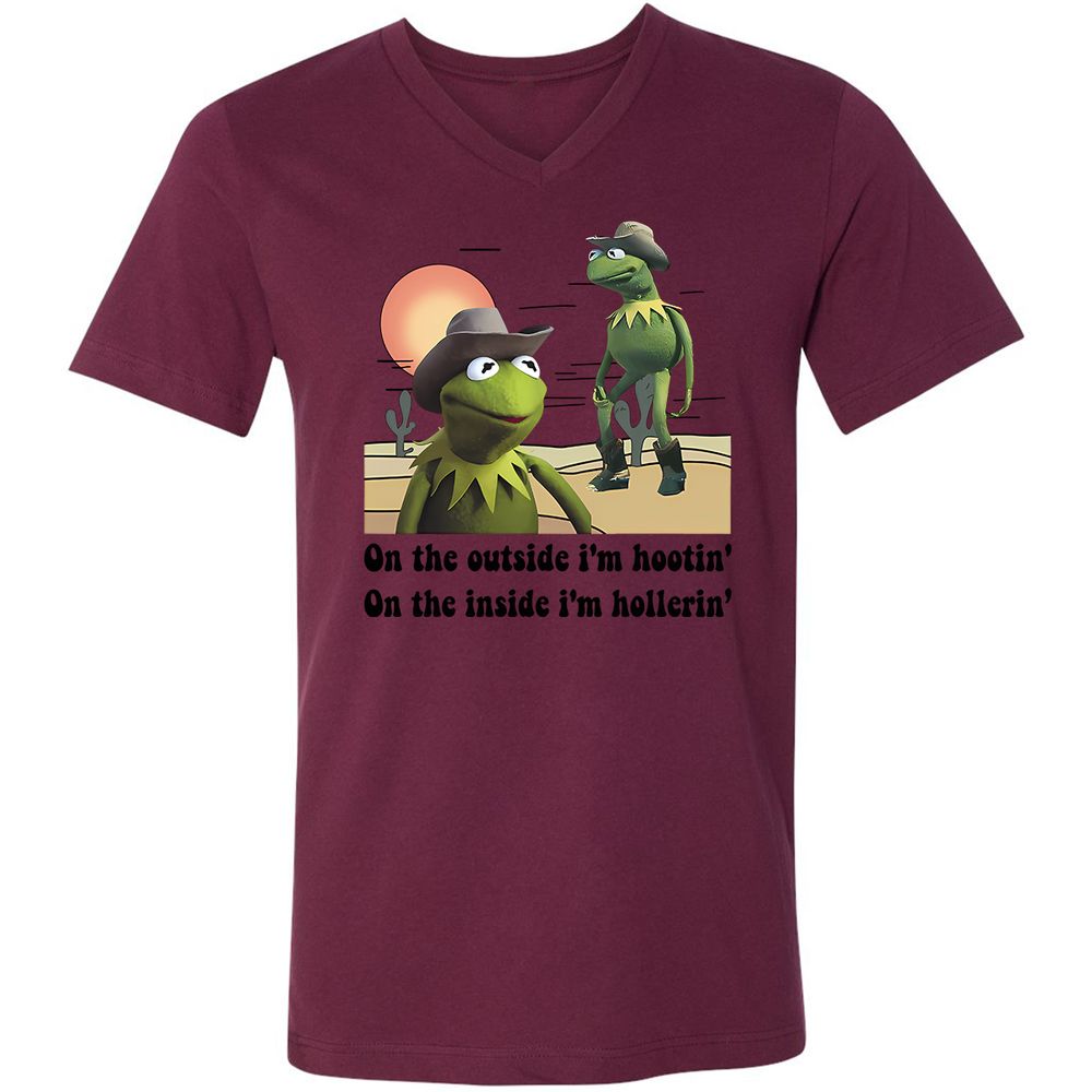 Unisex V-Neck T-Shirt - T7MH351G - Maroon - 6
