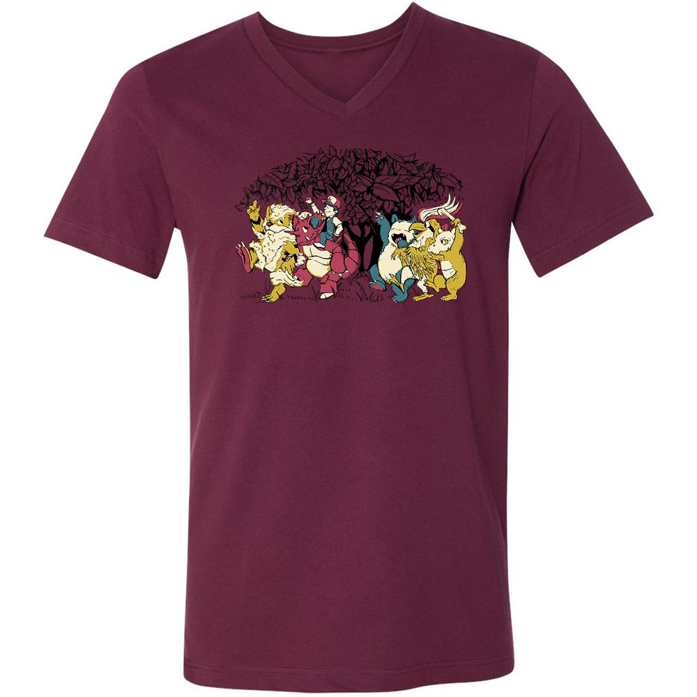 Unisex V-Neck T-Shirt - NZB1VPYZ - Maroon - 6