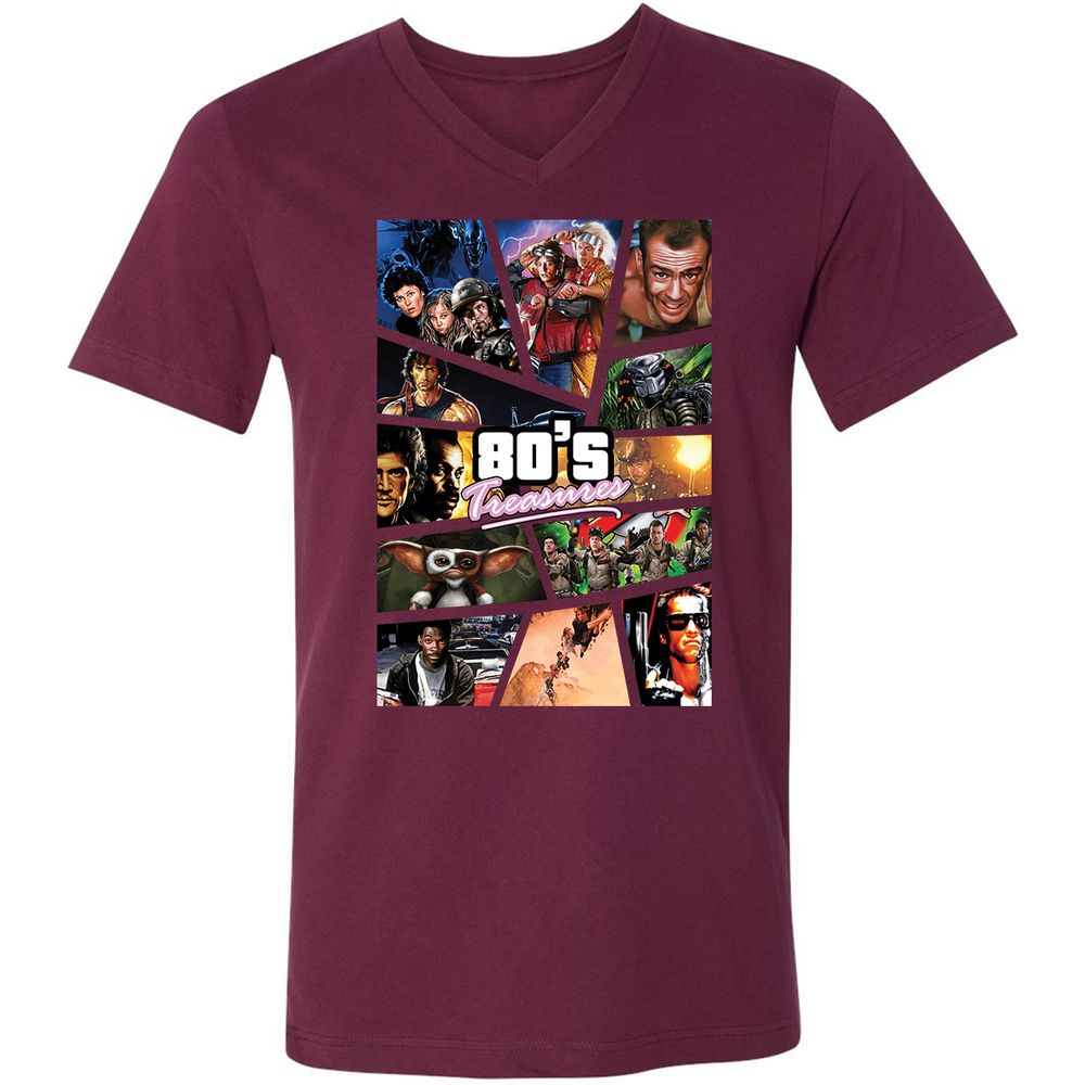 Unisex V-Neck T-Shirt - WQKB9N55 - Maroon - 6