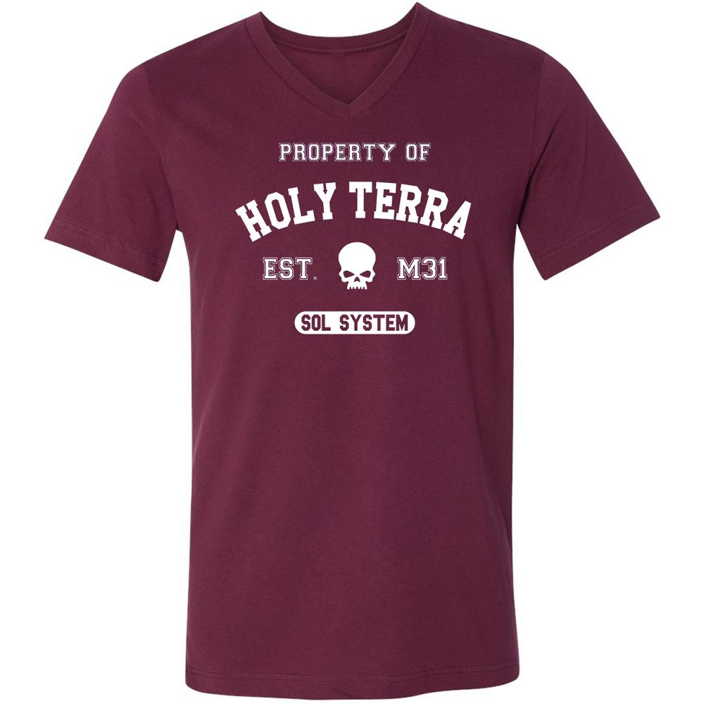 Unisex V-Neck T-Shirt - 9V971W3H - Maroon - 6