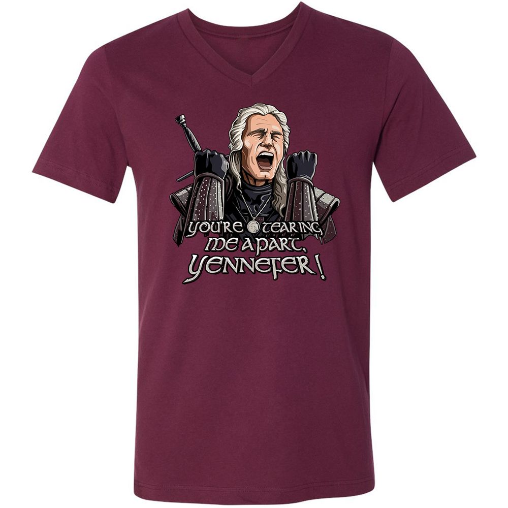 Unisex V-Neck T-Shirt - S56W49CW - Maroon - 6