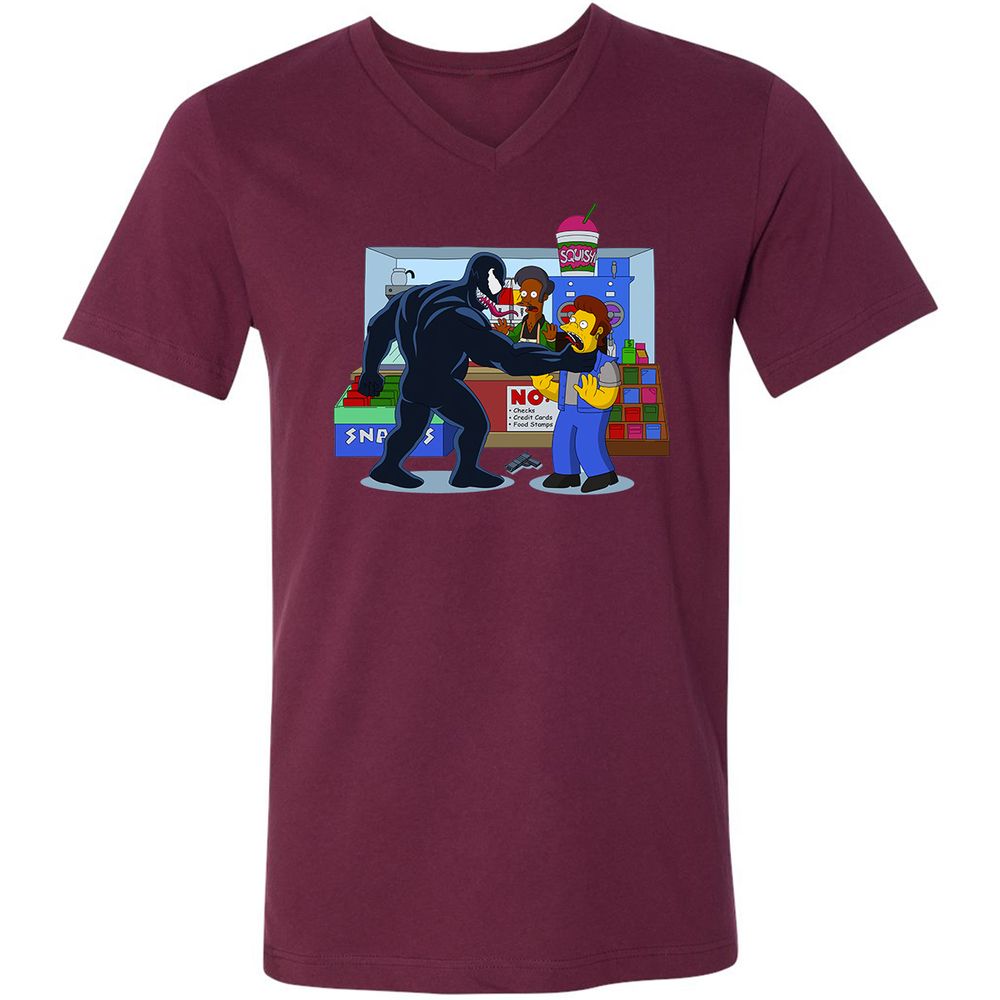 Unisex V-Neck T-Shirt - MQZKJBHY - Maroon - 6