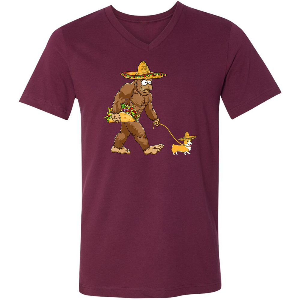 Unisex V-Neck T-Shirt - FN9J1HTS - Maroon - 6