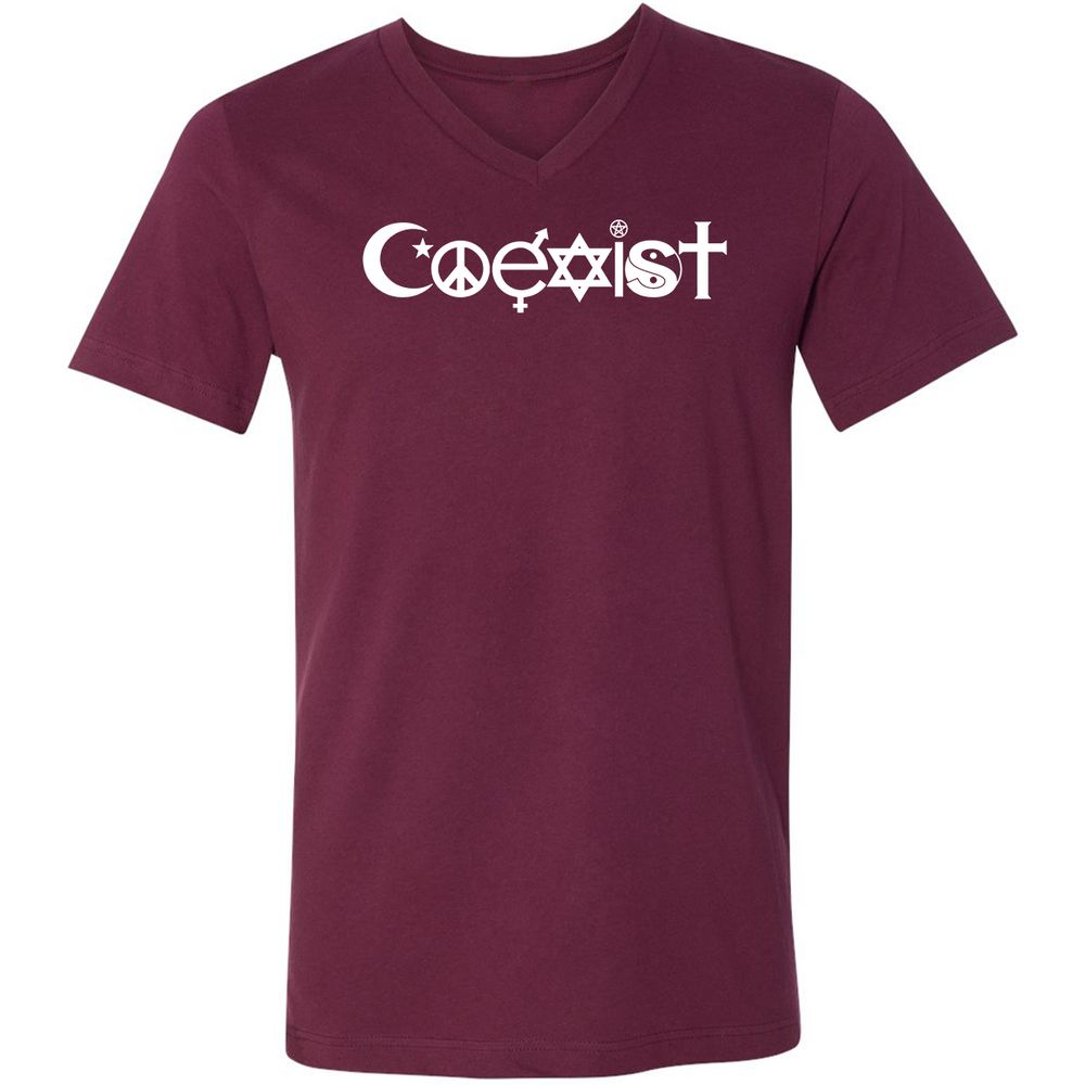 Unisex V-Neck T-Shirt - JYPD81KW - Maroon - 6