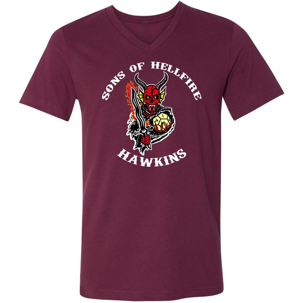 Unisex V-Neck T-Shirt - 4WN6QSTW - Maroon - 6