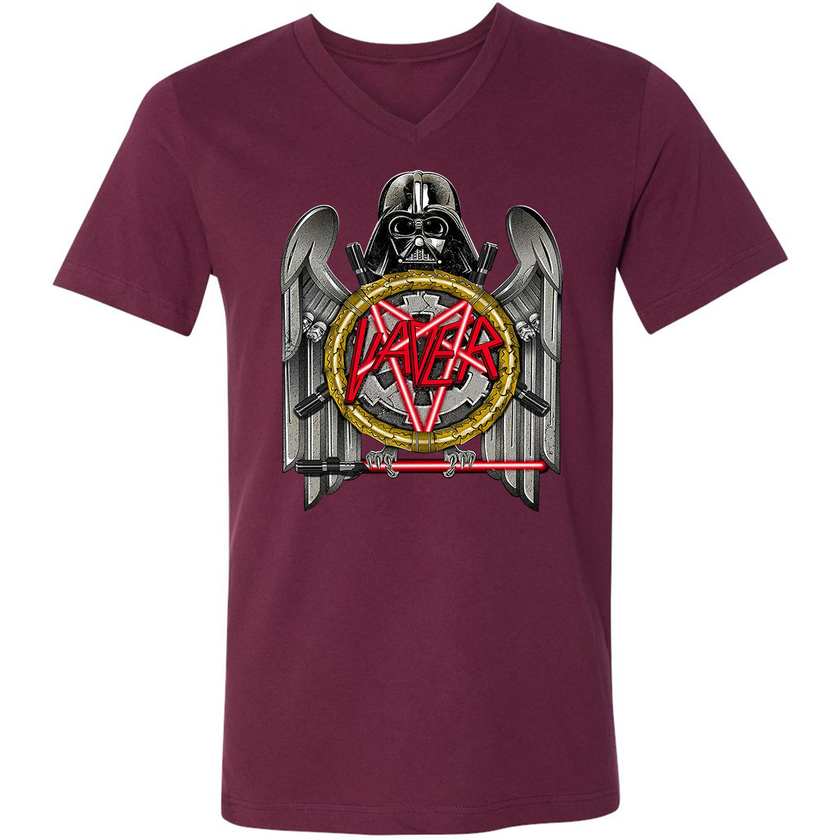 Unisex V-Neck T-Shirt - LQHHBQDZ - Maroon - 6