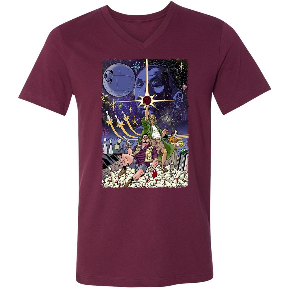 Unisex V-Neck T-Shirt - 9Y5VN3E2 - Maroon - 6