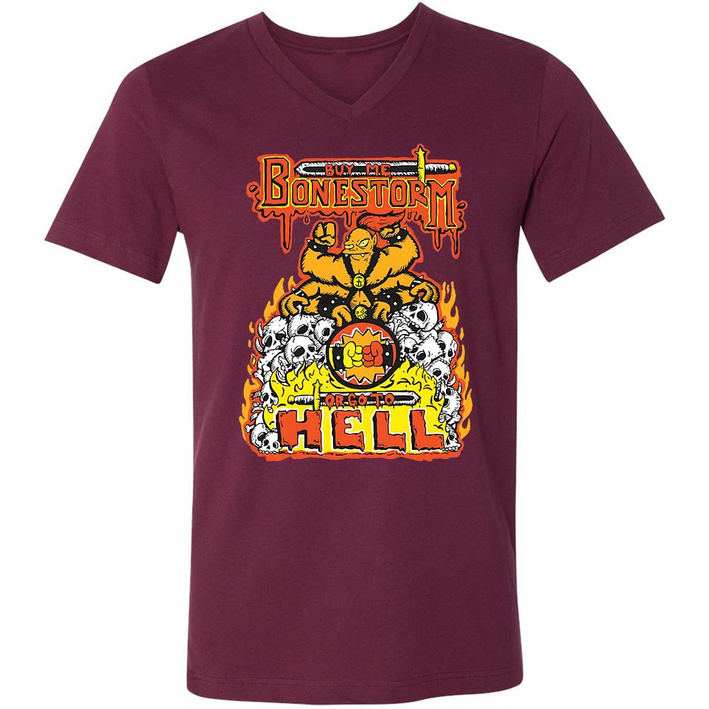Unisex V-Neck T-Shirt - X4Y1QR2M - Maroon - 6