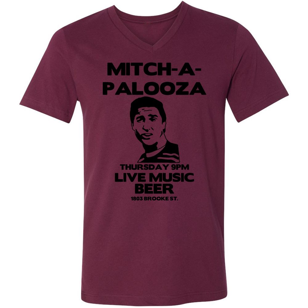 Unisex V-Neck T-Shirt - 63FYL2BA - Maroon - 6