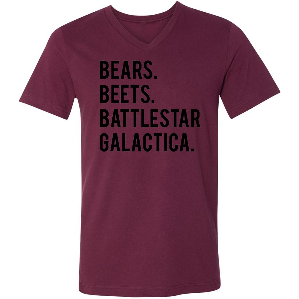 Unisex V-Neck T-Shirt - V7HFS8ZH - Maroon - 6