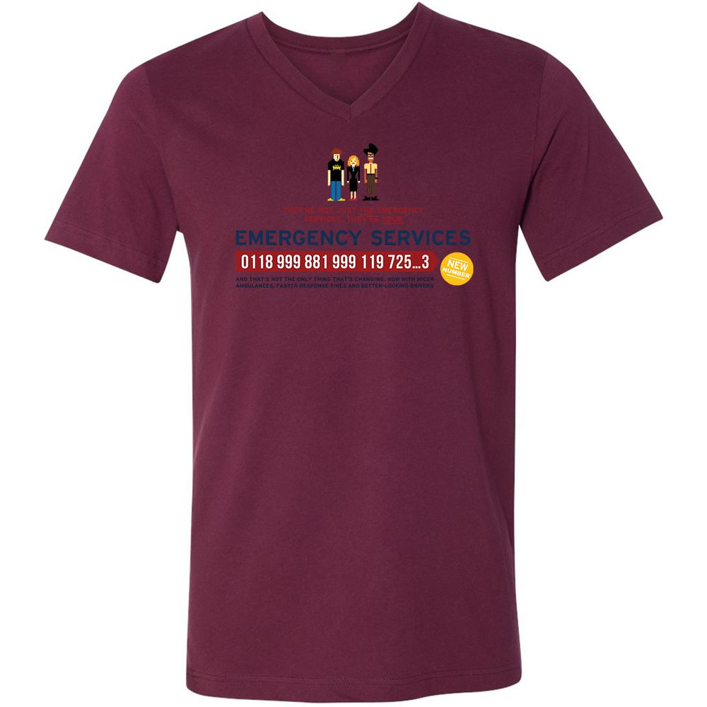 Unisex V-Neck T-Shirt - HCY3WCCL - Maroon - 6