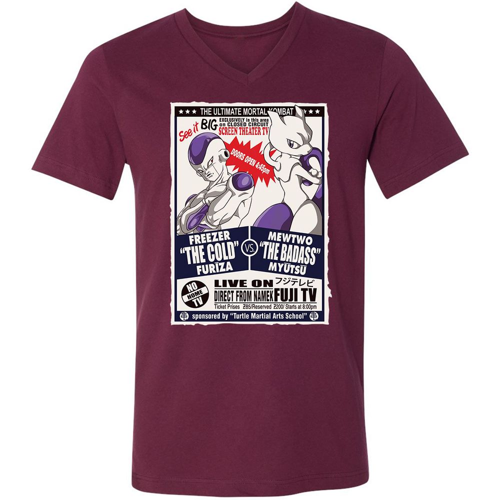 Unisex V-Neck T-Shirt - VLVLHBJ6 - Maroon - 6