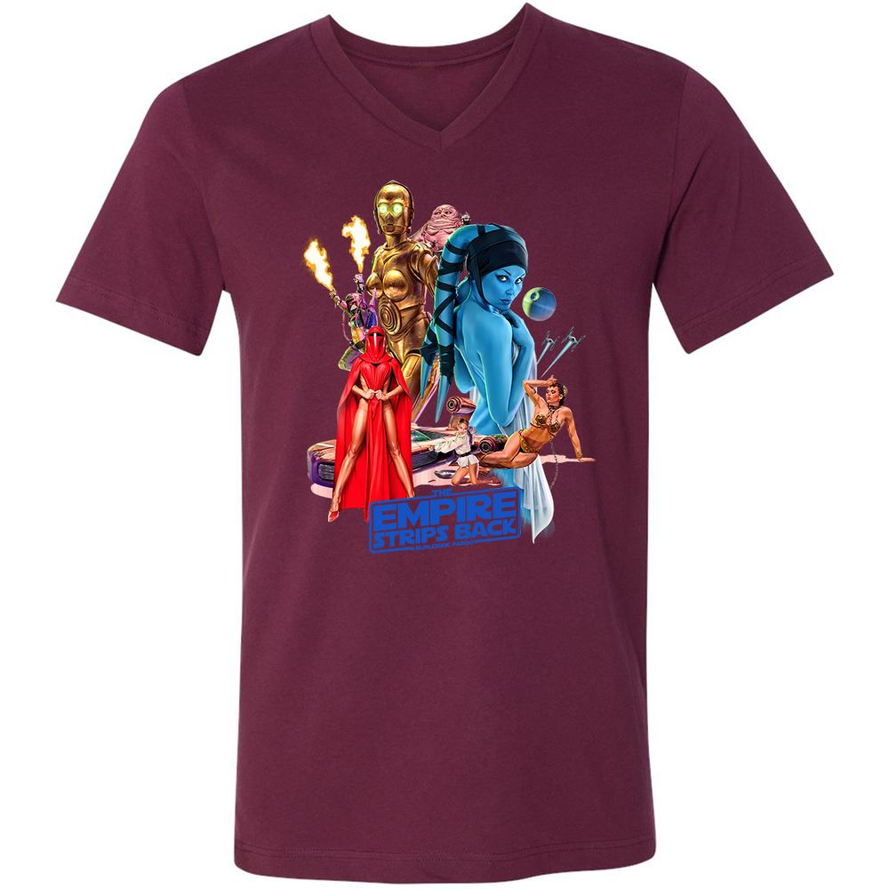 Unisex V-Neck T-Shirt - HRNSACBB - Maroon - 6