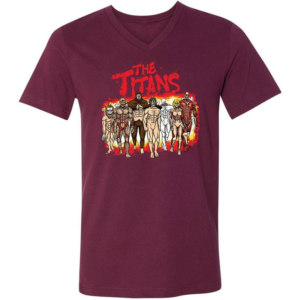 Unisex V-Neck T-Shirt - U3ZXK42X - Maroon - 6