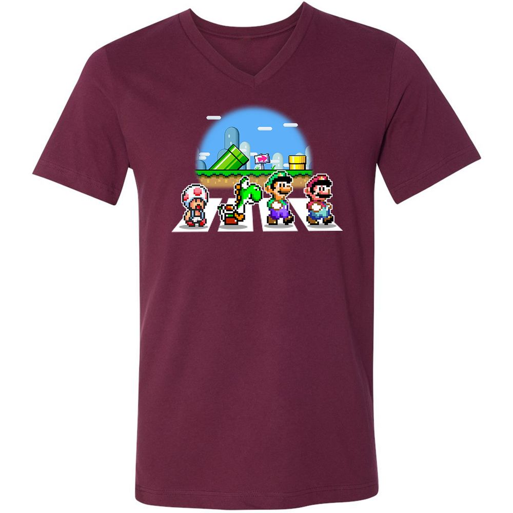 Unisex V-Neck T-Shirt - R4W2CWZ6 - Maroon - 6