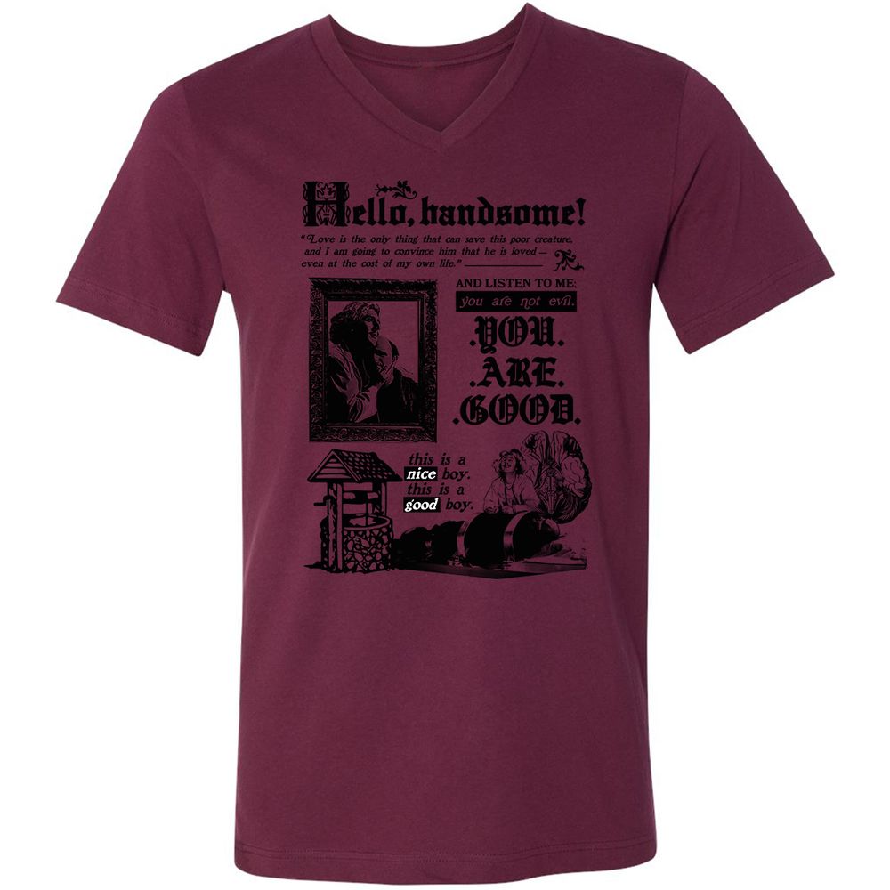 Unisex V-Neck T-Shirt - 641JGN74 - Maroon - 6