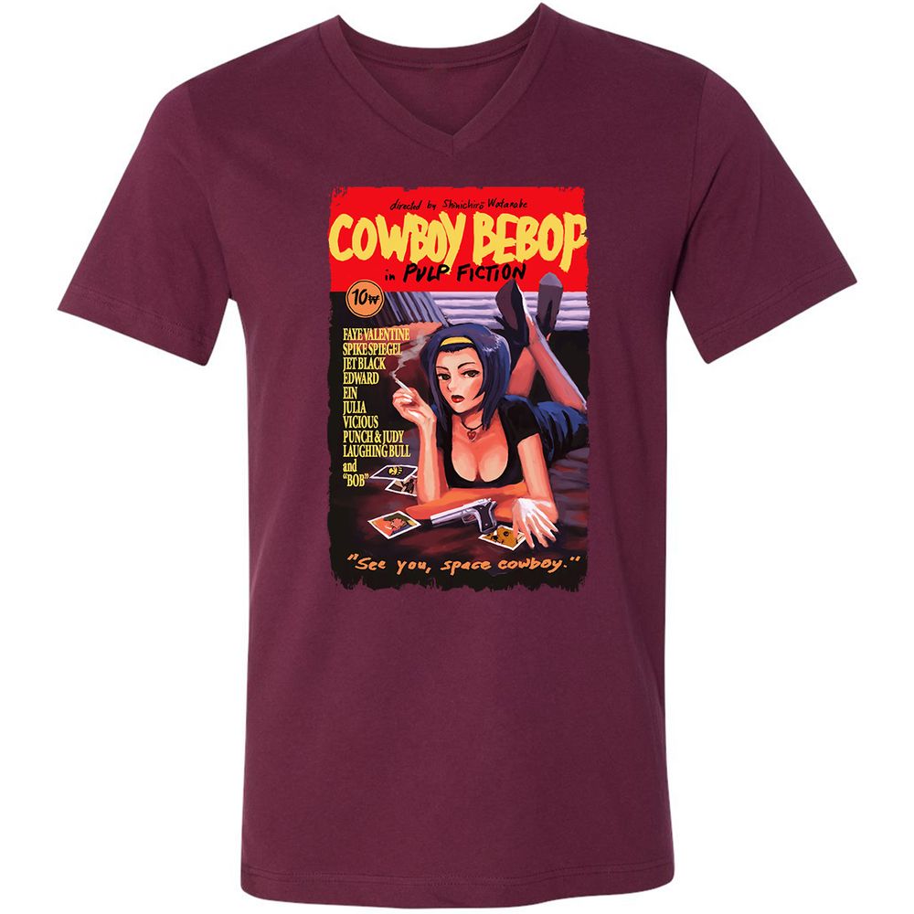 Unisex V-Neck T-Shirt - 9GMGYTK6 - Maroon - 6
