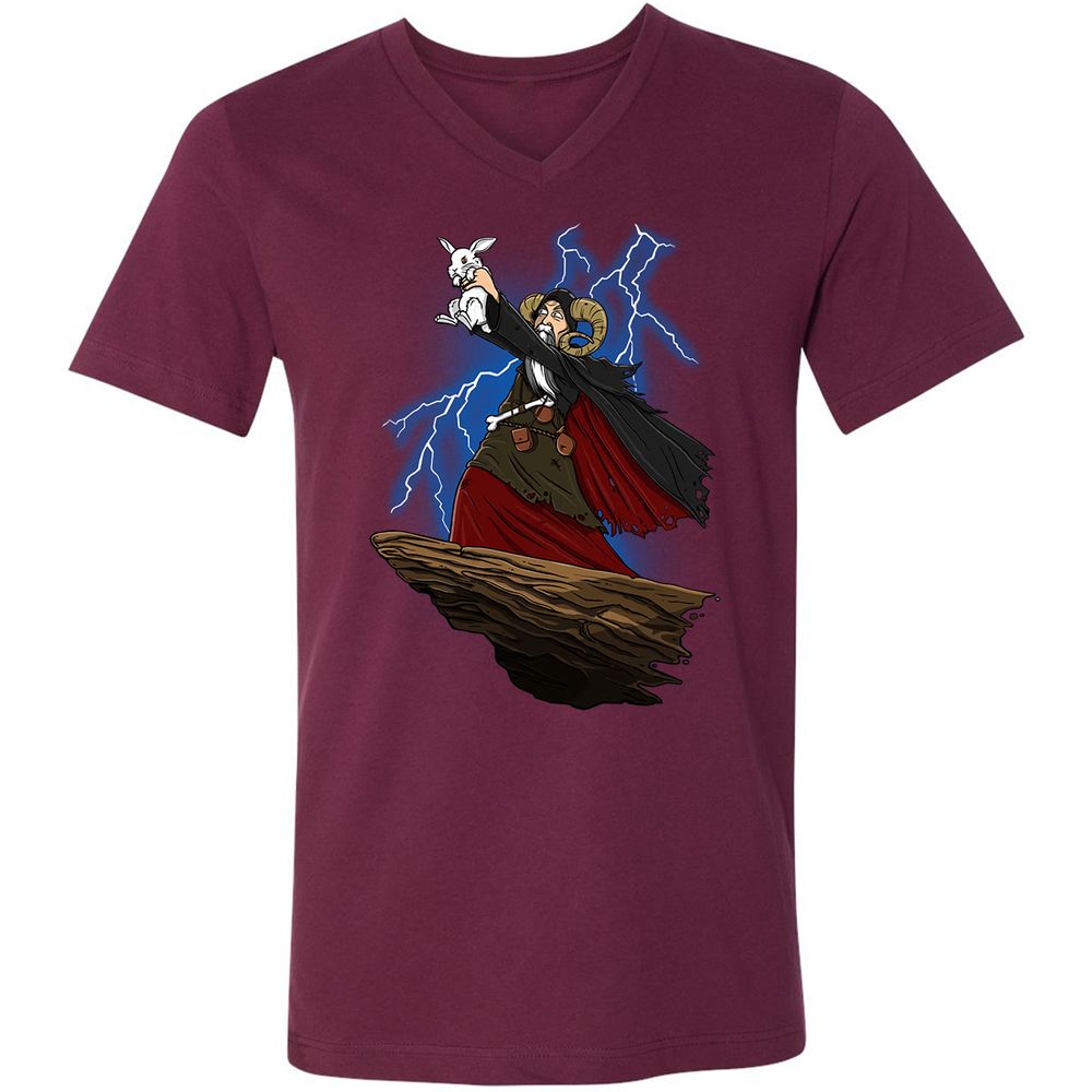 Unisex V-Neck T-Shirt - EZUXKW6N - Maroon - 6