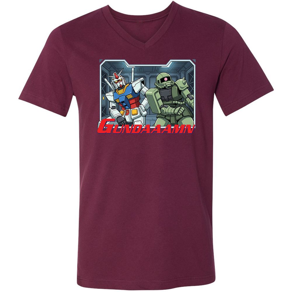 Unisex V-Neck T-Shirt - 5V8J5J1T - Maroon - 6