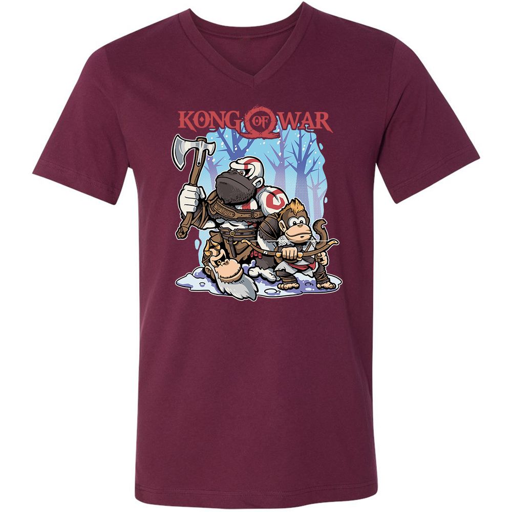 Unisex V-Neck T-Shirt - QL5ATRXK - Maroon - 6