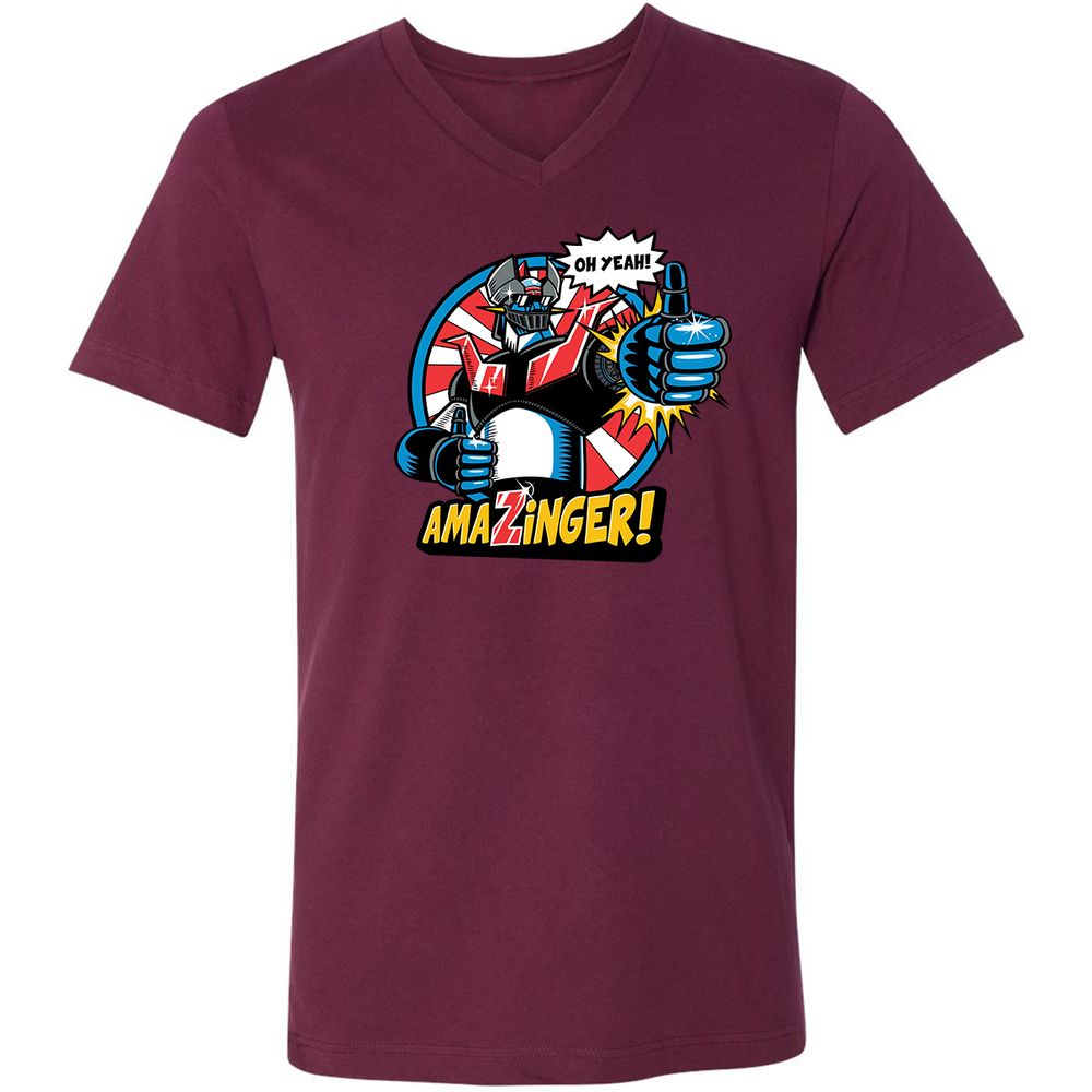Unisex V-Neck T-Shirt - FELA2ZEM - Maroon - 6