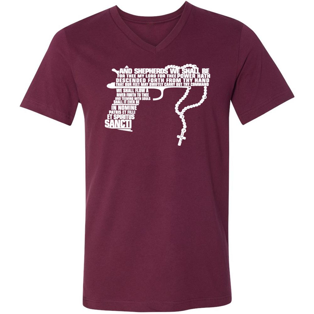 Unisex V-Neck T-Shirt - 41C1GSBZ - Maroon - 6