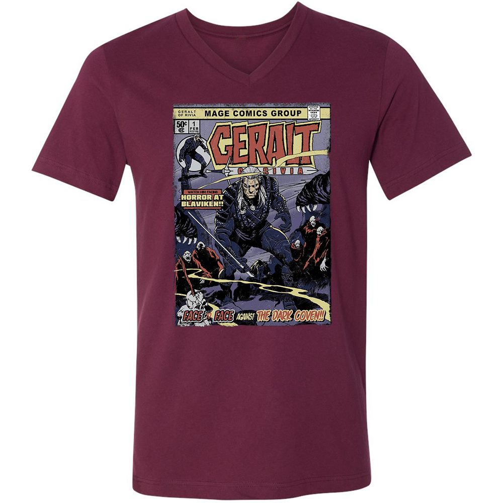 Unisex V-Neck T-Shirt - LJC29JX4 - Maroon - 6