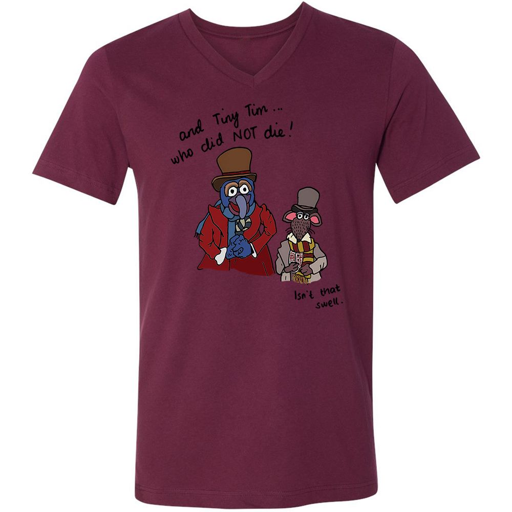 Unisex V-Neck T-Shirt - TE8GW164 - Maroon - 6