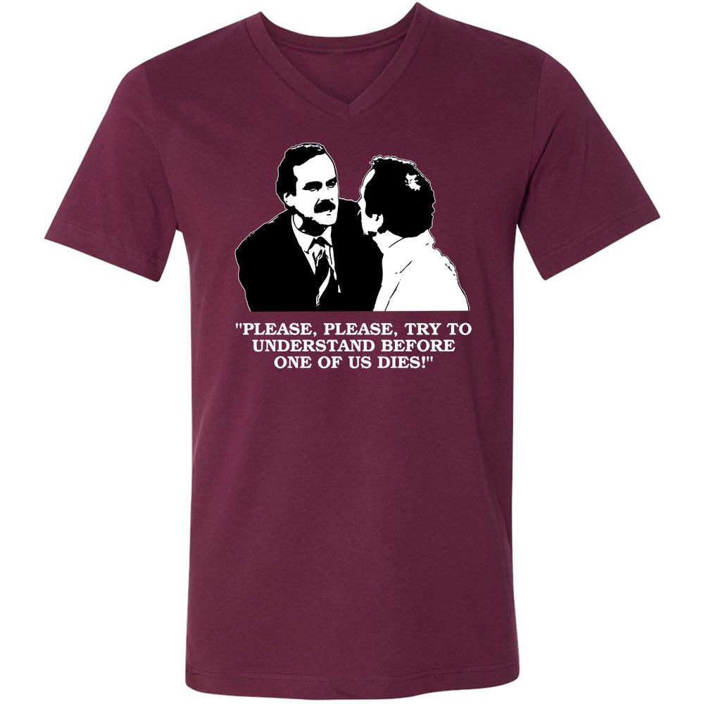 Unisex V-Neck T-Shirt - C82D5U26 - Maroon - 6