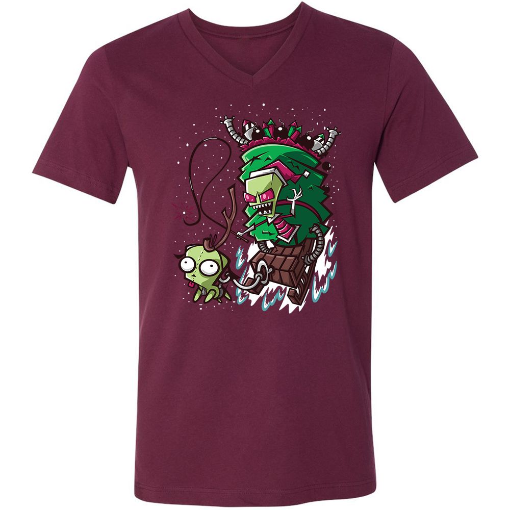Unisex V-Neck T-Shirt - PCYQ5AK1 - Maroon - 6