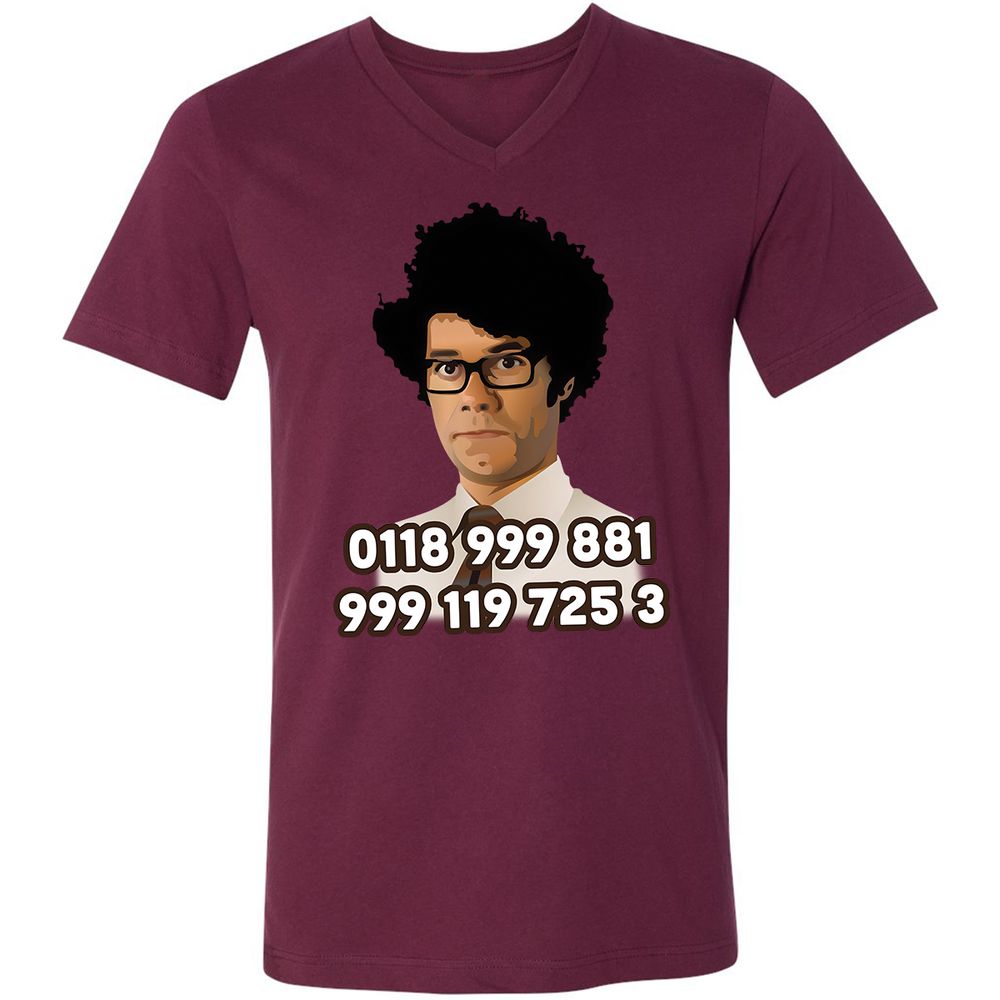Unisex V-Neck T-Shirt - H9VCM36G - Maroon - 6
