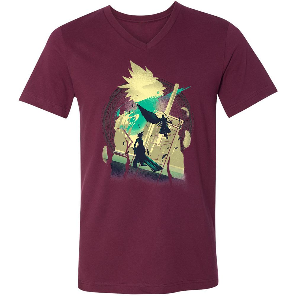 Unisex V-Neck T-Shirt - ZB9JHKPF - Maroon - 6