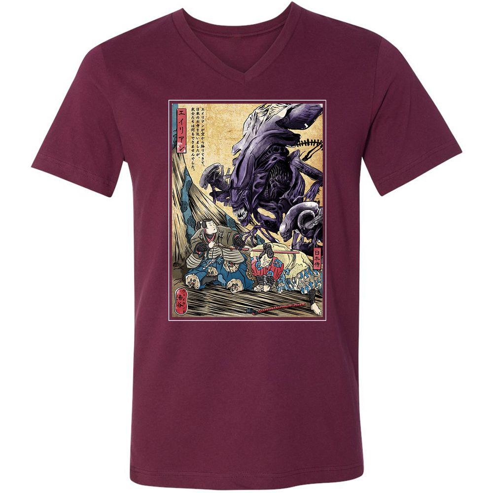 Unisex V-Neck T-Shirt - T66RFLWZ - Maroon - 6
