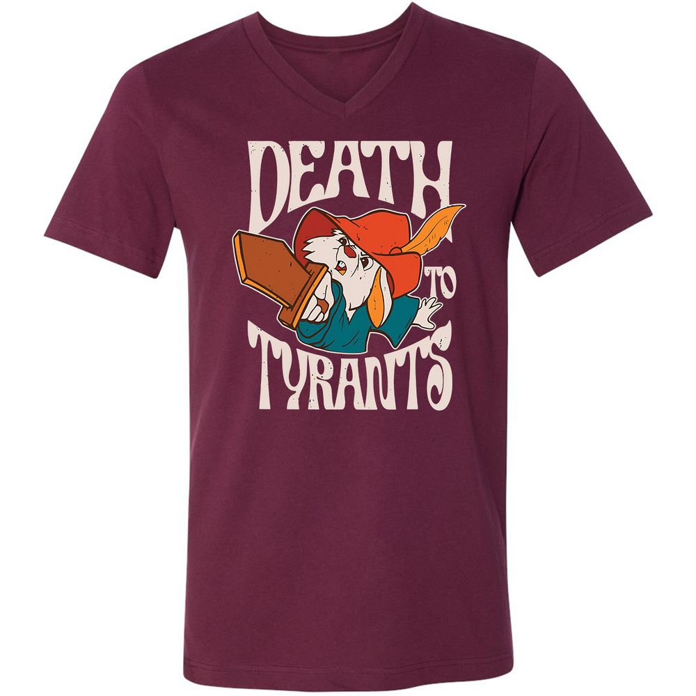 Unisex V-Neck T-Shirt - HLSQTFQ3 - Maroon - 6