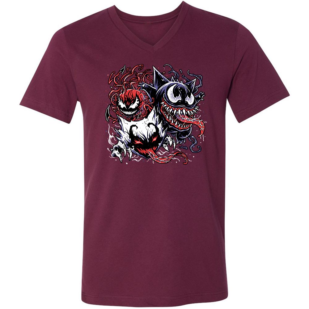 Unisex V-Neck T-Shirt - SDHWQ7HV - Maroon - 6