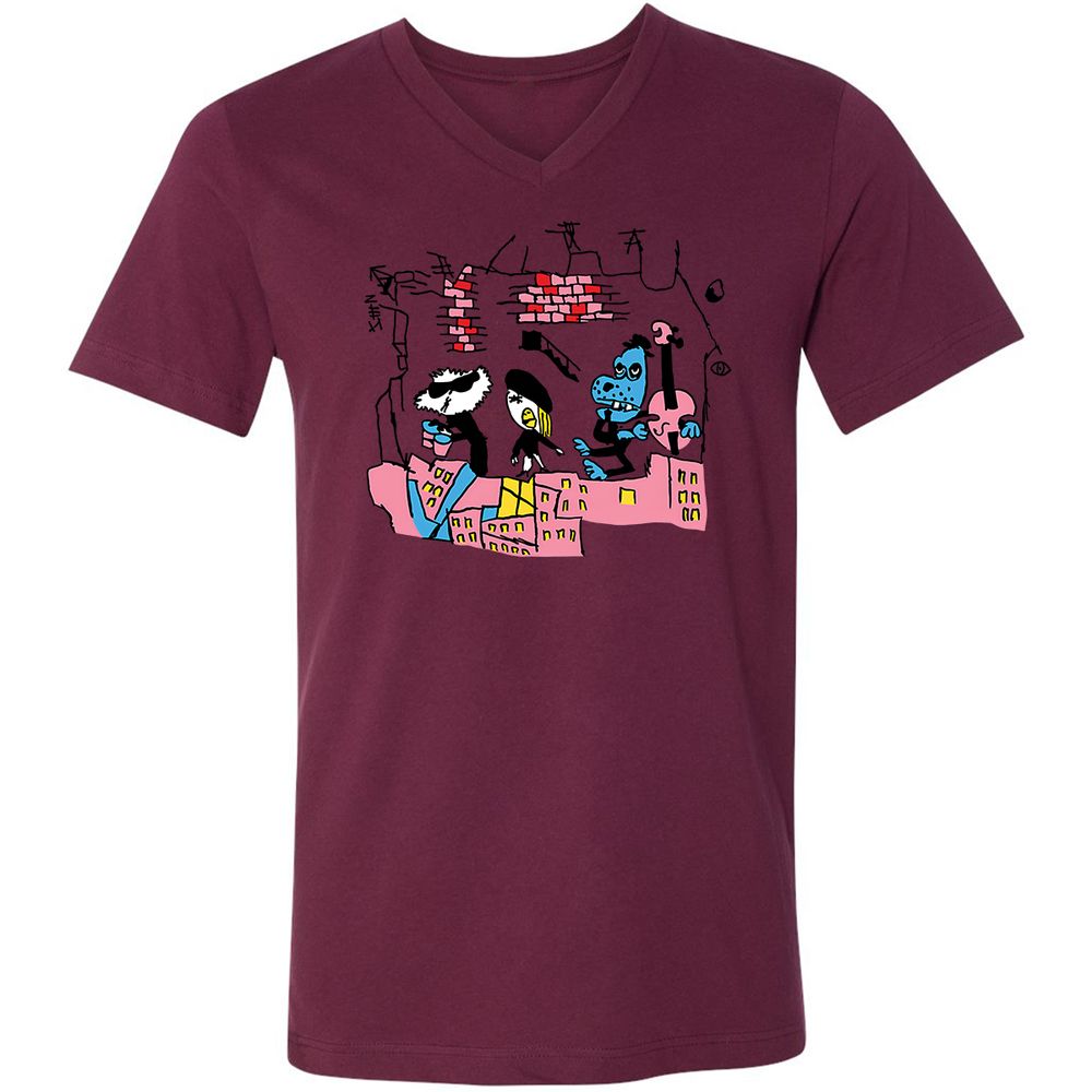 Unisex V-Neck T-Shirt - 33CYGVP8 - Maroon - 6