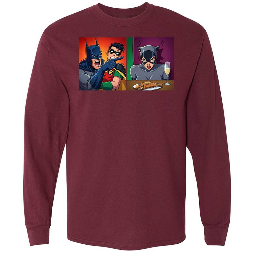Bat Yelling at Catwoman - Maroon - 6