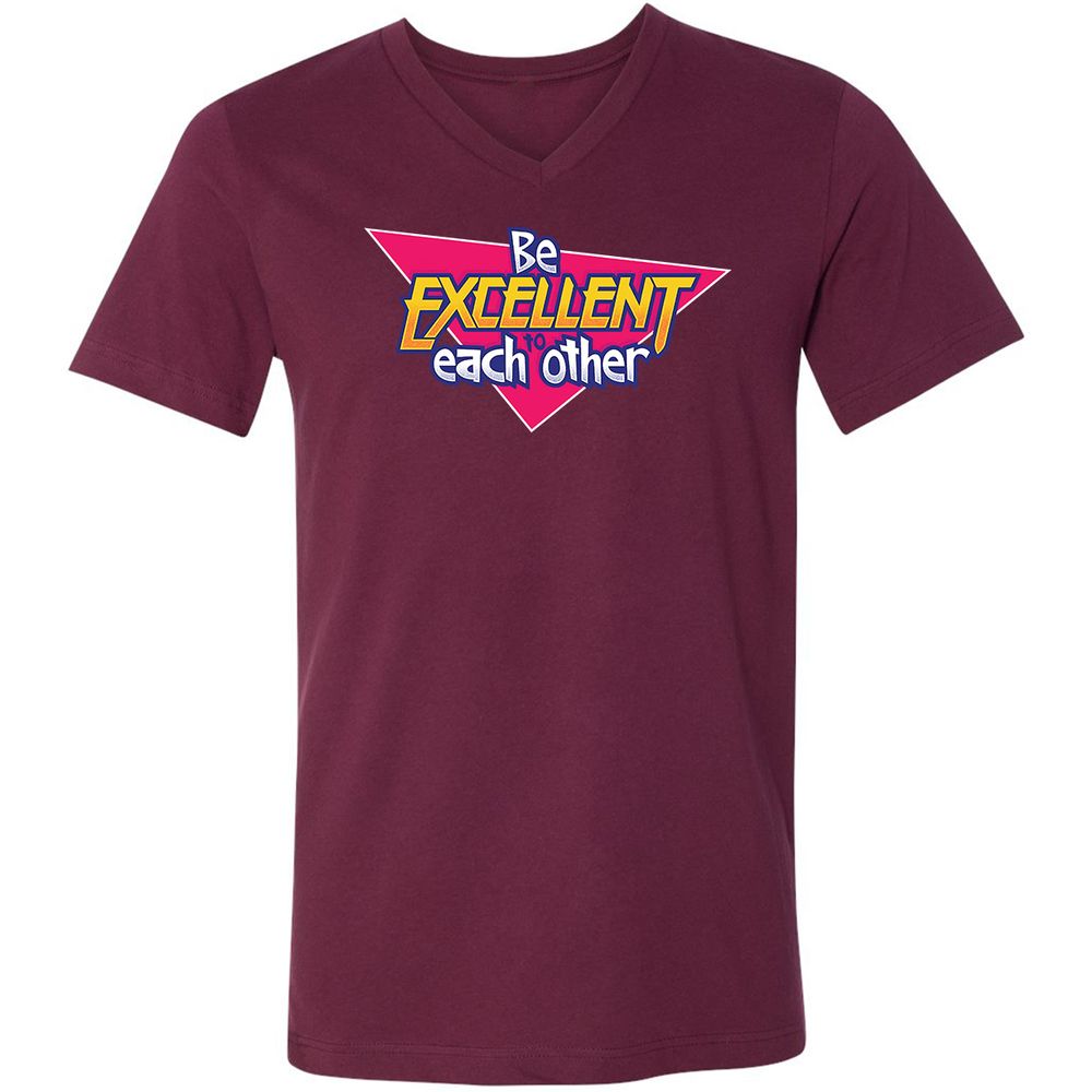 Unisex V-Neck T-Shirt - 6XUBC2HG - Maroon - 6