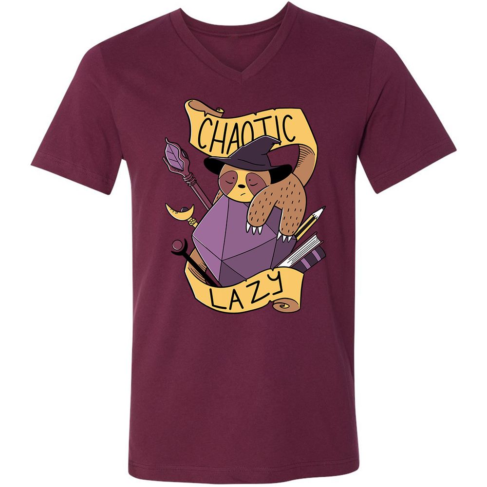 Unisex V-Neck T-Shirt - GK2YEMJK - Maroon - 6