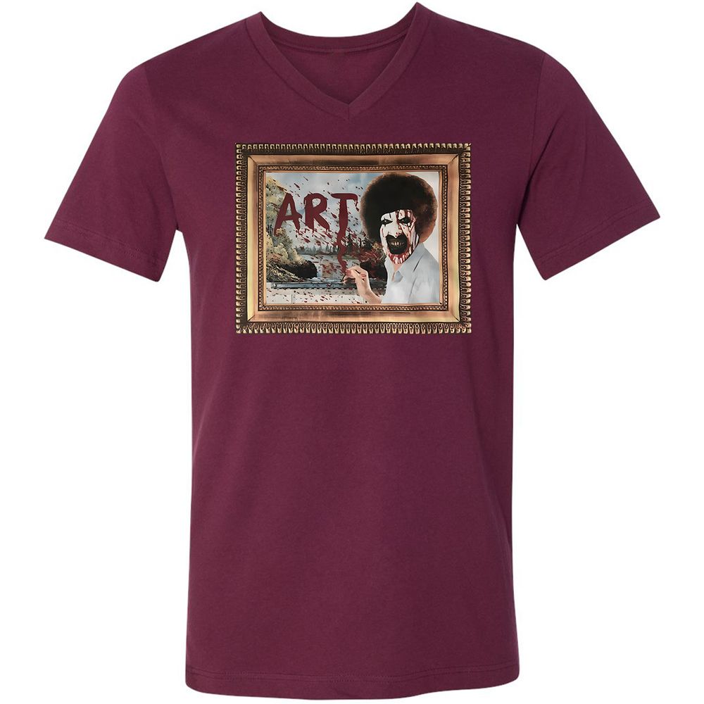Unisex V-Neck T-Shirt - BWV4E9M1 - Maroon - 6