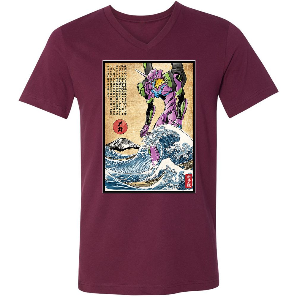 Unisex V-Neck T-Shirt - F3X4EJYL - Maroon - 6