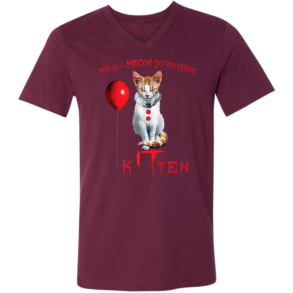 Unisex V-Neck T-Shirt - TNHZ7U8B - Maroon - 6